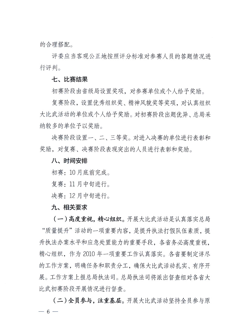 國家質量監督檢驗檢疫總局《關于印發<全國質檢系統開展執法打假大比武活動實施方案>的通知》