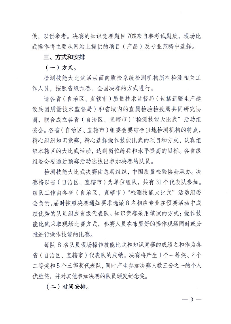 國家質量監督檢驗檢疫總局《關于印發<全國質檢系統檢測技能大比武活動工作方案>的通知》